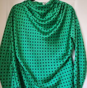 ZARA green polka dot blouse